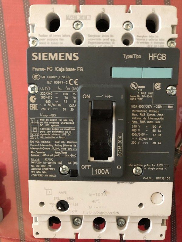 Автоматический выключатель Siemens 3VL3125-3RR30-0AAO
