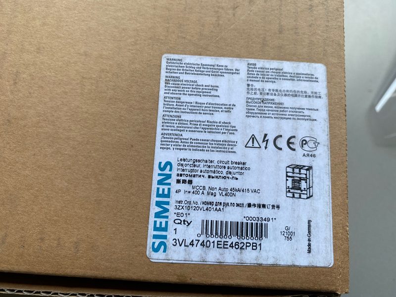 Автоматический выключатель Siemens 3VL4740-1EE46-2PB1