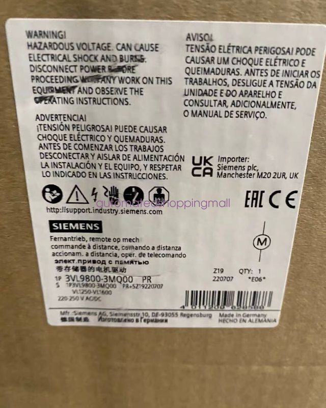 Автоматический выключатель Siemens 3VL9800-3MQ00