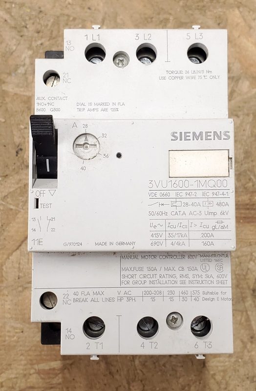 Автоматический выключатель Siemens 3VU1600-1MQ00