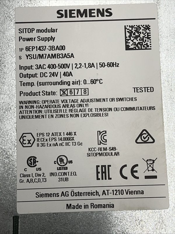 Блок питания Siemens 6EP11437-3BA00