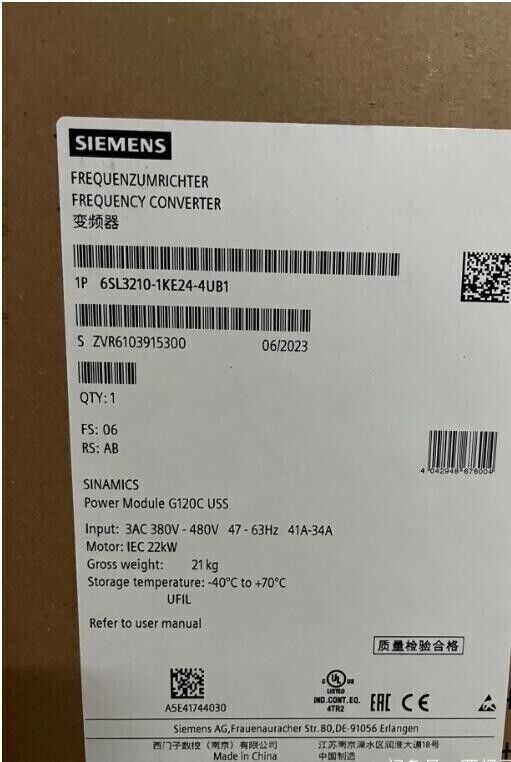Частотный преобразователь Siemens 6SL3210-1KE24-4UB1