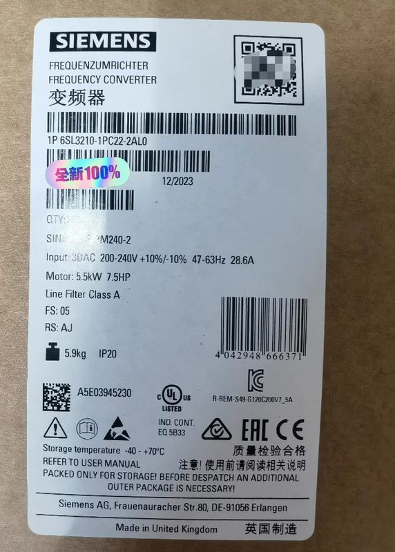 Частотный преобразователь Siemens 6SL3210-1PC22-2AL0
