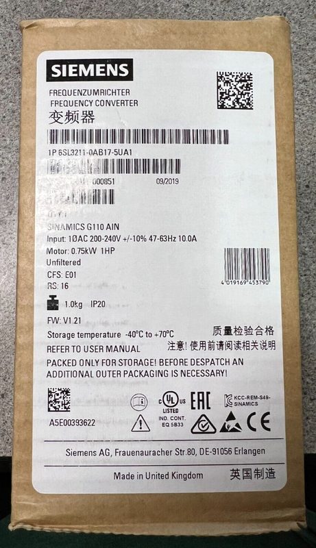 Частотный преобразователь Siemens 6SL3211-0AB17-5UA1