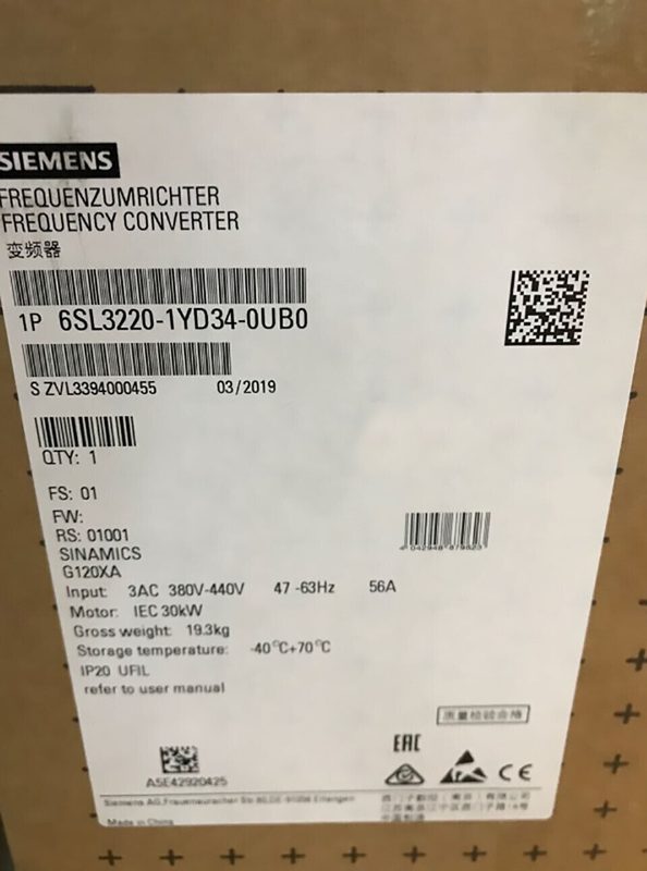 Частотный преобразователь Siemens 6SL3220-1YD34-0UB0