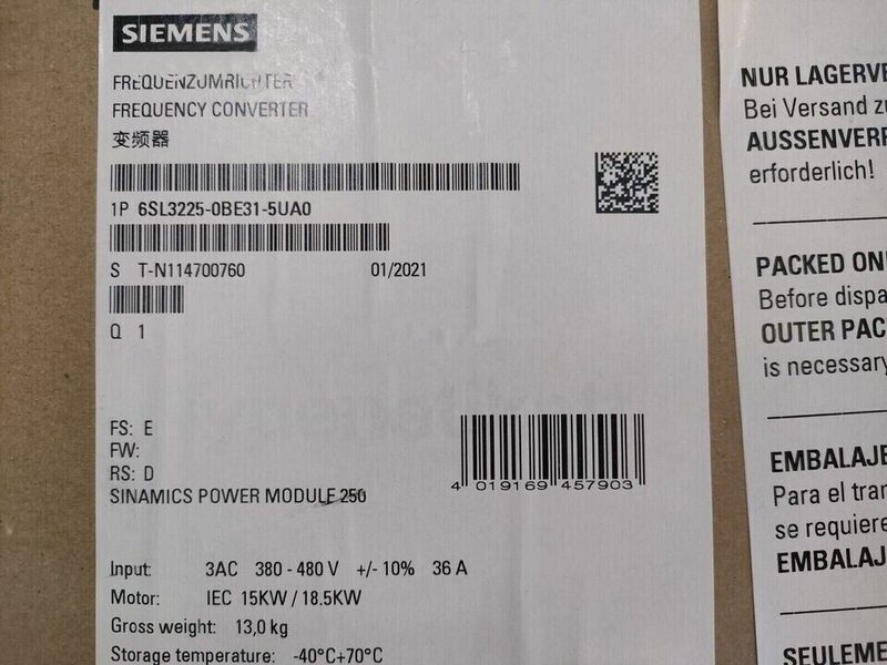 Частотный преобразователь Siemens 6SL3225-0BE31-5UA0