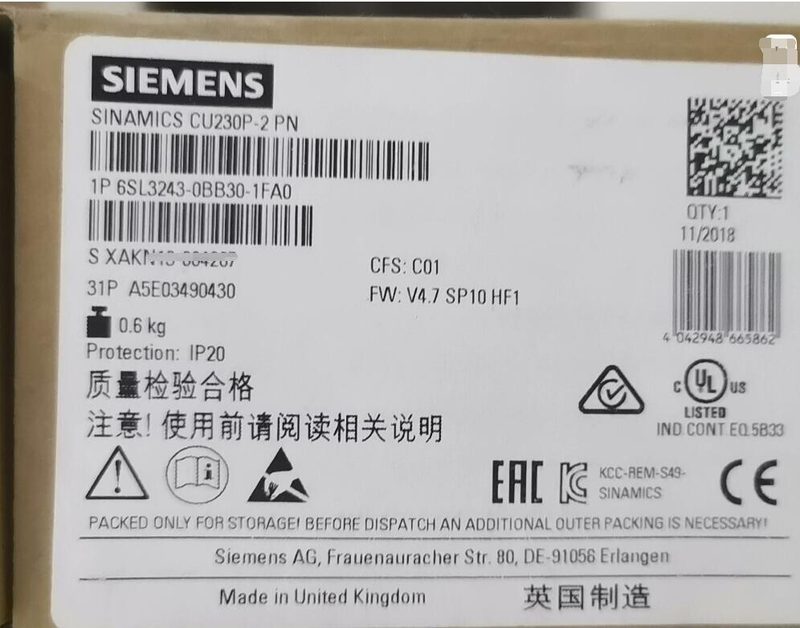 Частотный преобразователь Siemens 6SL3243-0BB30-1FA0