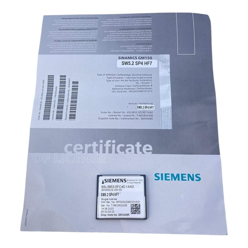Частотный преобразователь Siemens 6SL3853-5FC40-1AA0