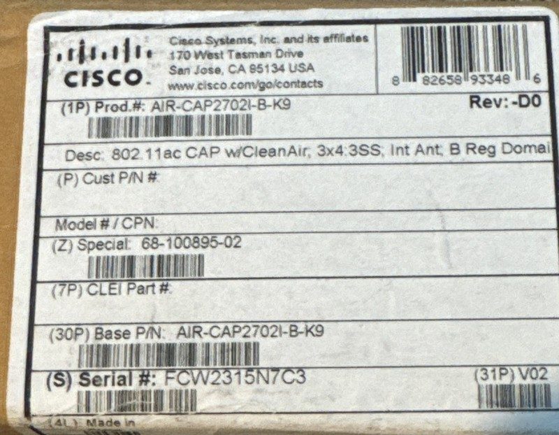 Точка доступа Cisco AIR-CAP2702I-B-K9