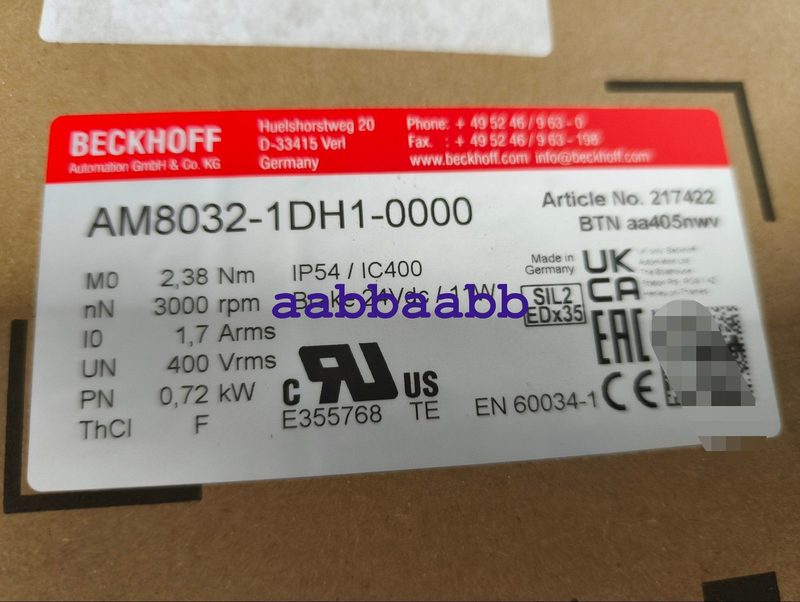 Серводвигатель Beckhoff AM8032-1DH1-0000