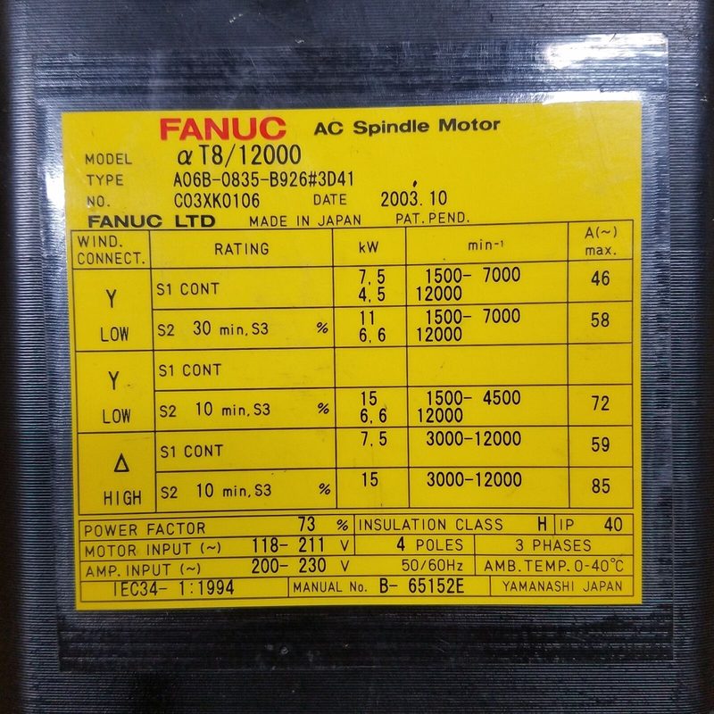 Шпиндель FANUC AT8/12000