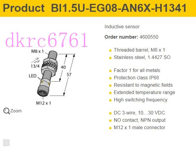 Датчик приближения Turck BI1.5-EG08-AN6X-H1341