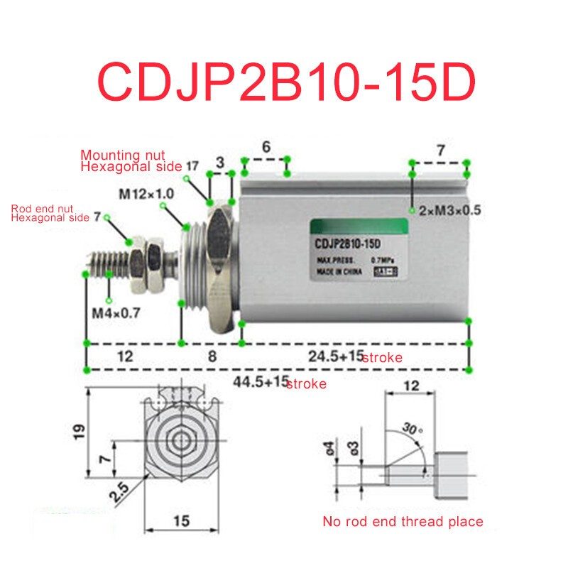 Пневмоцилиндр SMC CDJP2B10-15D