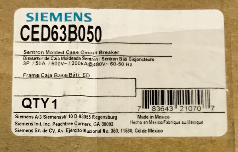 Автоматический выключатель Siemens CED63B050
