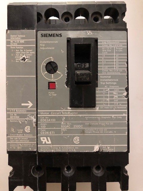 Автоматический выключатель Siemens ED63A100