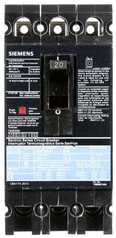 Автоматический выключатель Siemens ED63B020