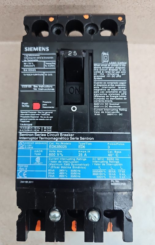 Автоматический выключатель Siemens ED63B025