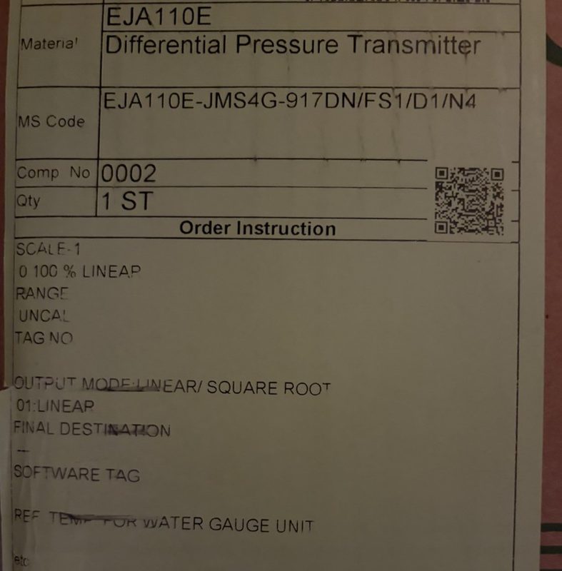 Датчик давления Yokogawa EJA110E-JMS4G-917DN-FS1-D1-N4