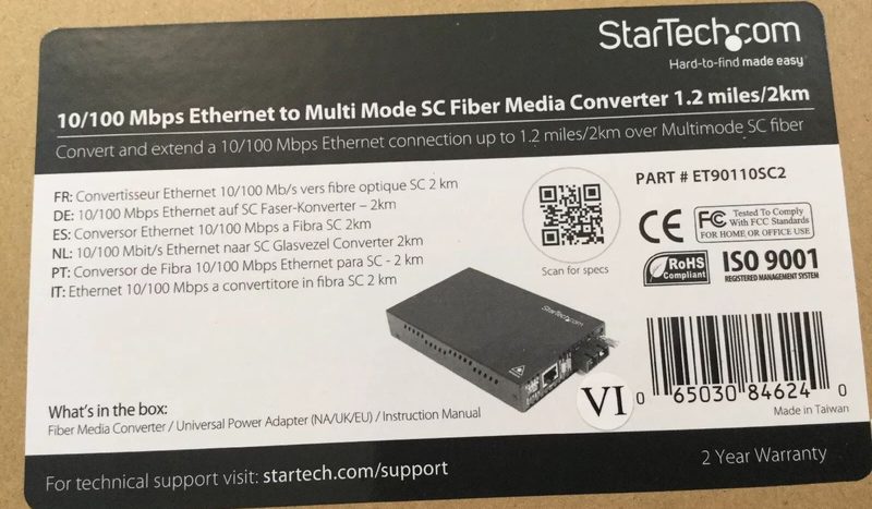 Медиаконвертер StarTech ET90110SC2