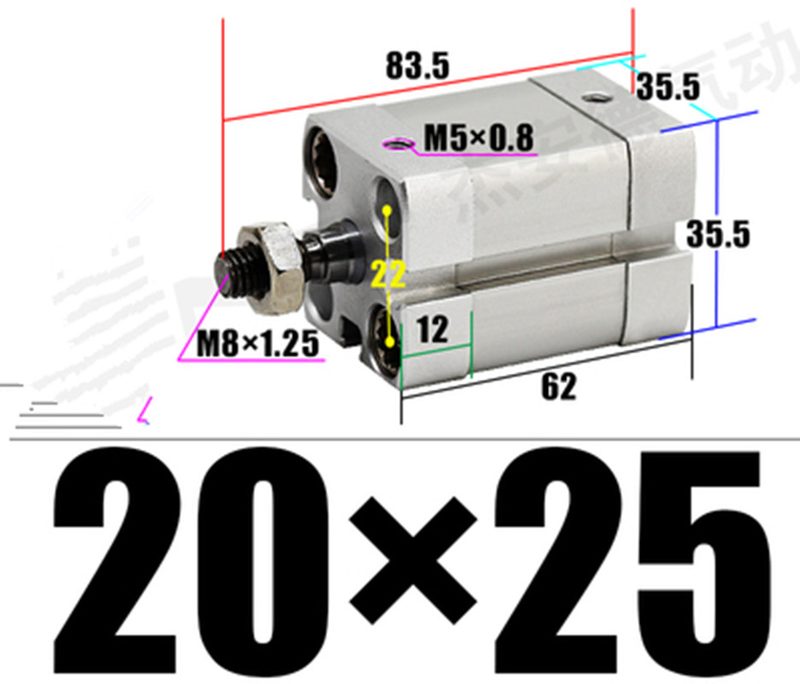 Пневмоцилиндр FESTO-ADN-20-25-A-P-A