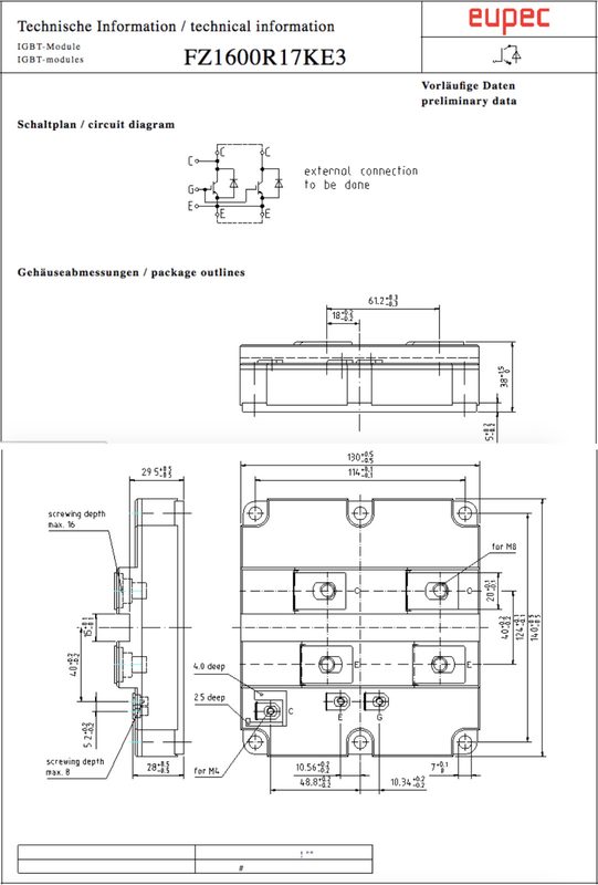 Силовой модуль IGBT FZ1600R17KE3