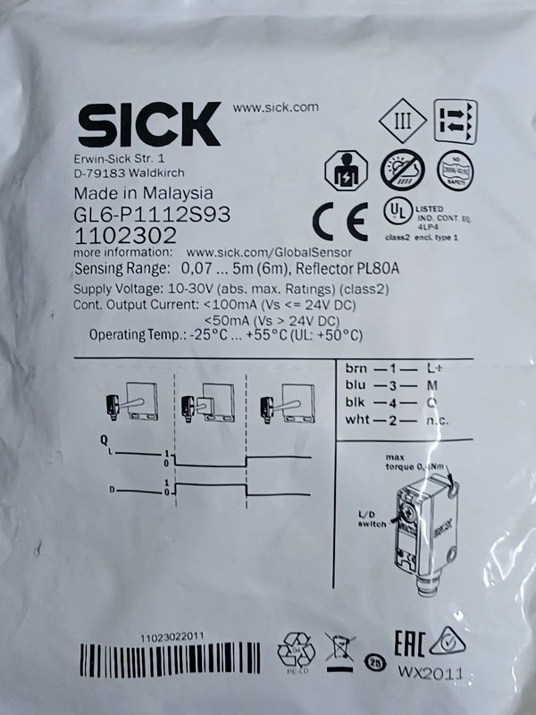 Фотоэлектрический датчик SICK GL6-P1112S93