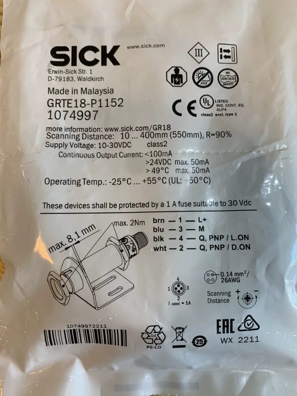 Фотоэлектрический датчик SICK GRTE18-P1152
