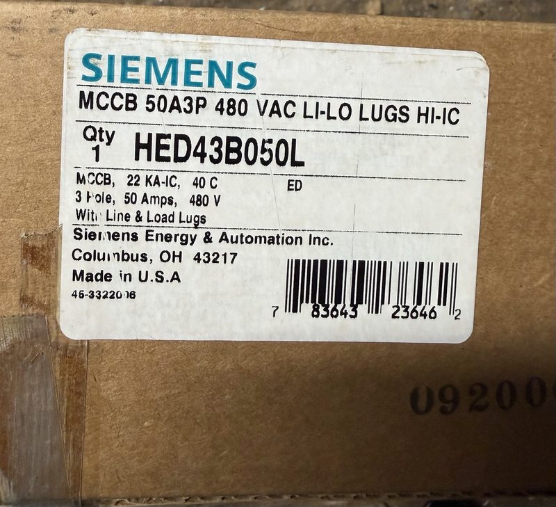 Автоматический выключатель Siemens HED43B050L