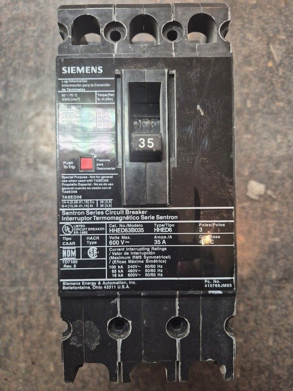 Автоматический выключатель Siemens HHED63B035