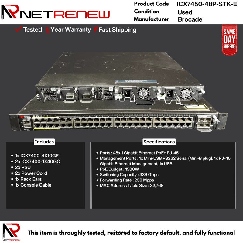 Коммутатор Brocade ICX7450-48P-STK-E