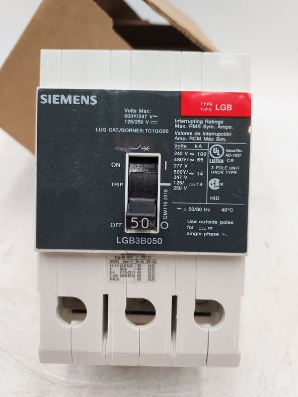 Автоматический выключатель Siemens LGB3B050B