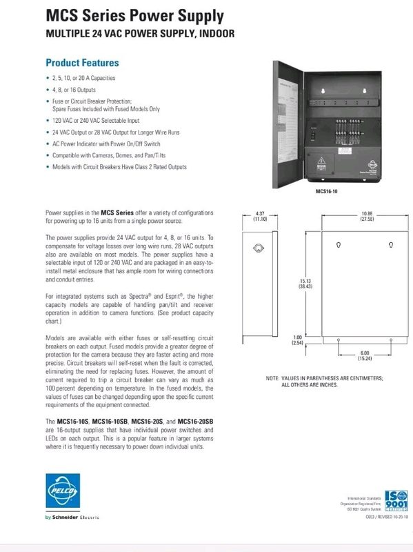 Блок питания Pelco MCS16-20S