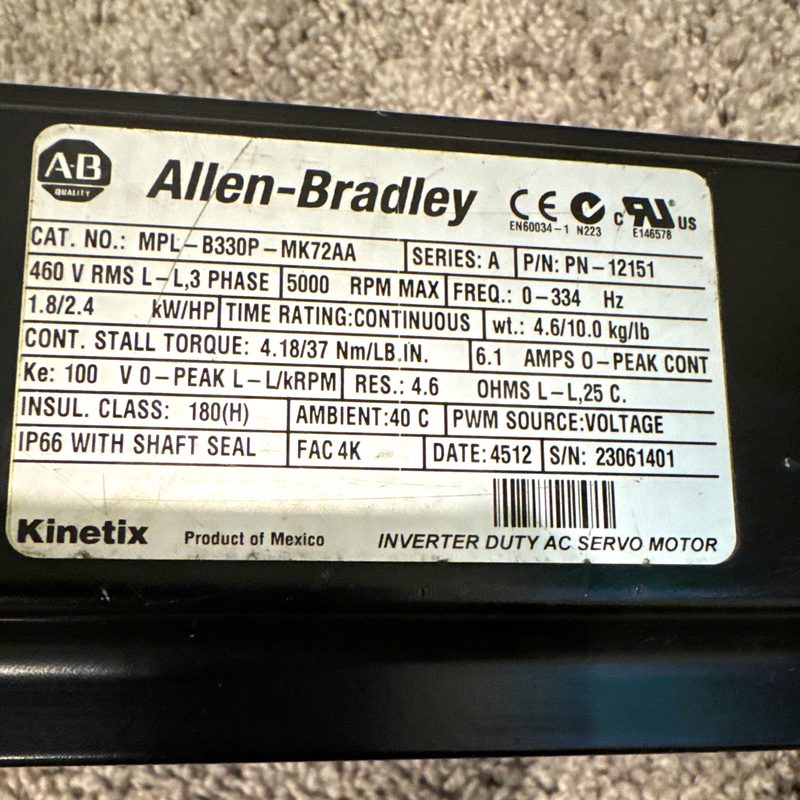 Серводвигатель Allen-Bradley MPL-B330P-MK72AA