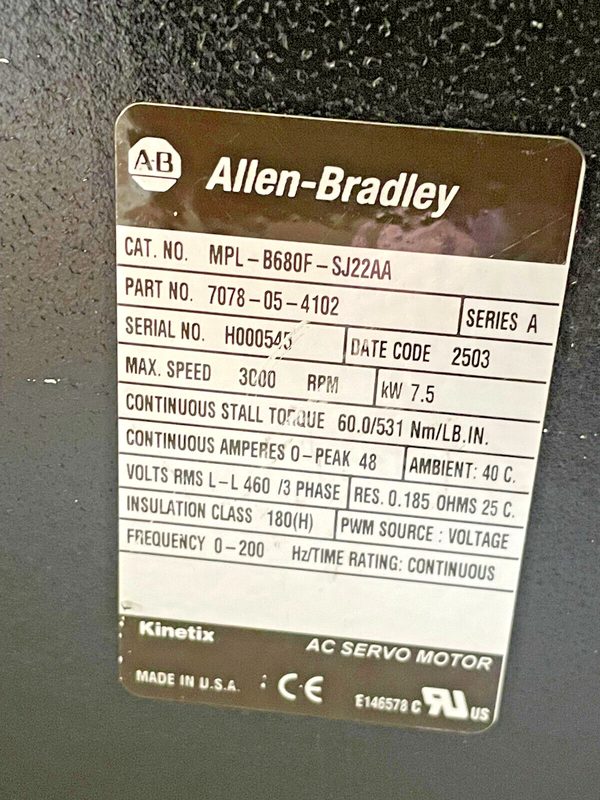 Серводвигатель Allen-Bradley MPL-B680F-SJ22AA