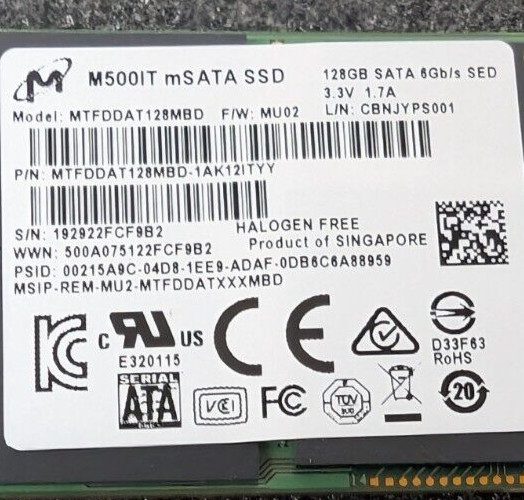SSD-накопитель Micron MTFDDAT128MBD-1AK12ITYY
