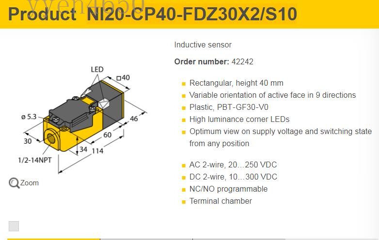 Датчик приближения Turck NI20-CP40-FDZ30X2/S10