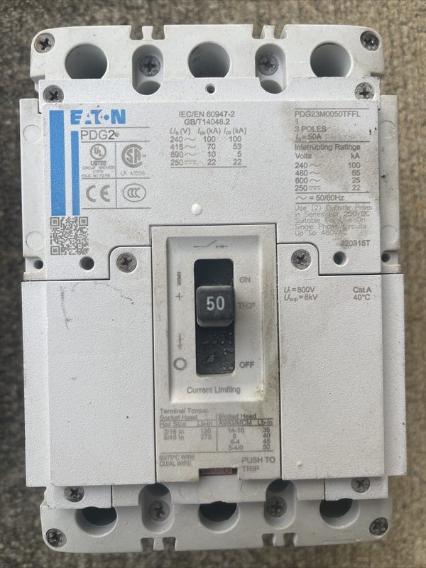 Автоматический выключатель Eaton PDG23M0050TFFL