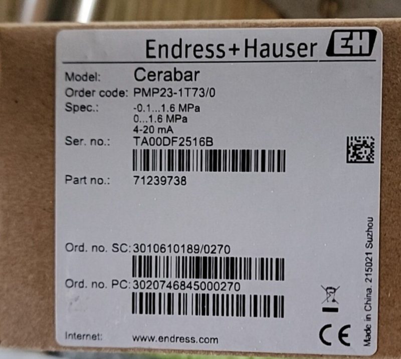 Датчик давления Endress+Hauser PMP23-1T73/0