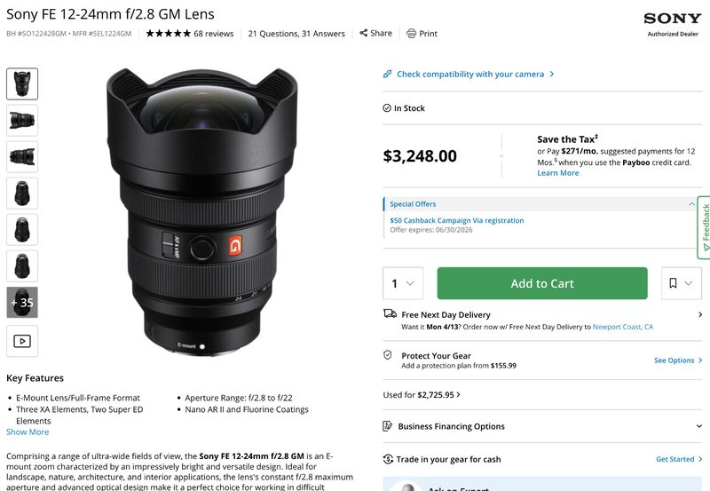 Объектив Sony SEL1224GM