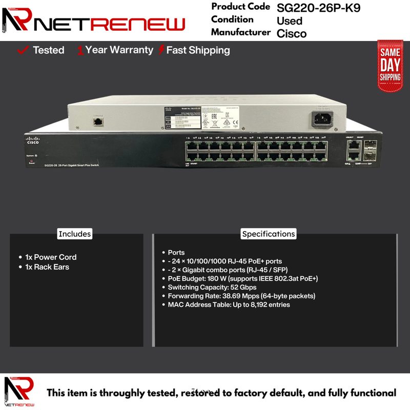 Коммутатор Cisco SG220-26P-K9