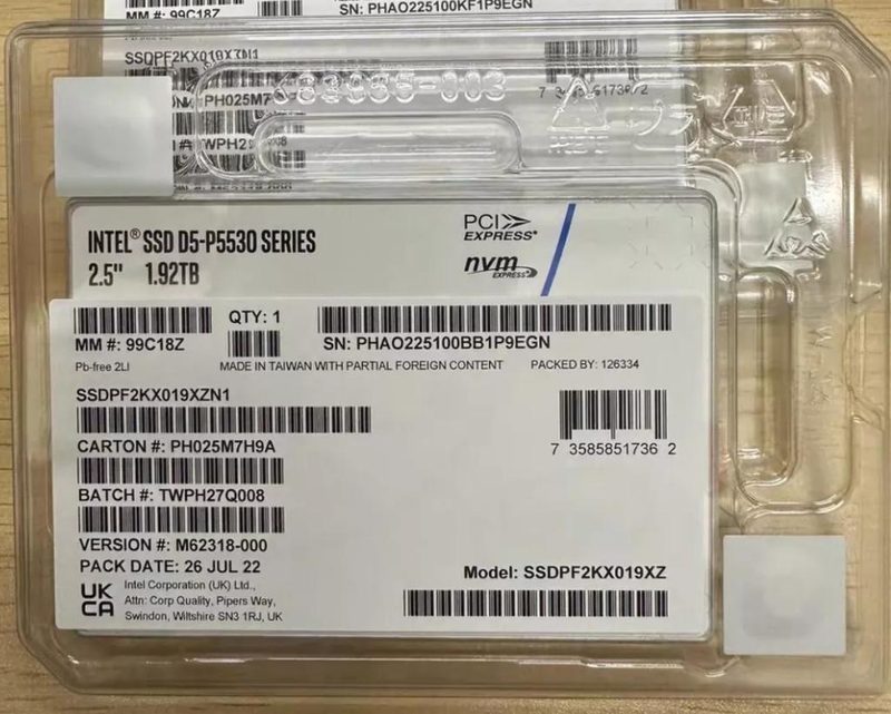 SSD-накопитель Intel SSDPF2KX019XZN1