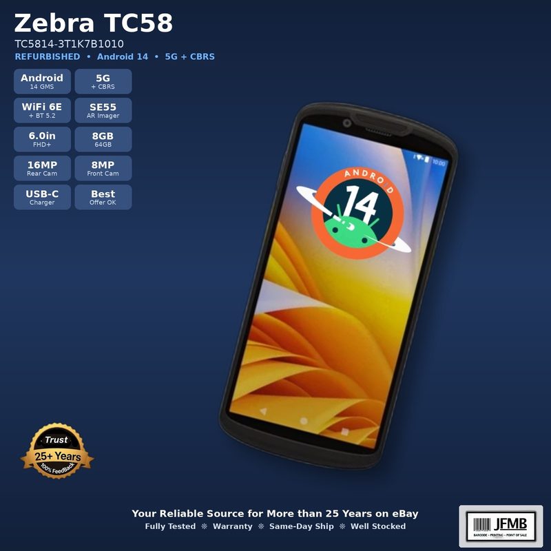 Терминал сбора данных Zebra TC58A1-3T1K7B1010