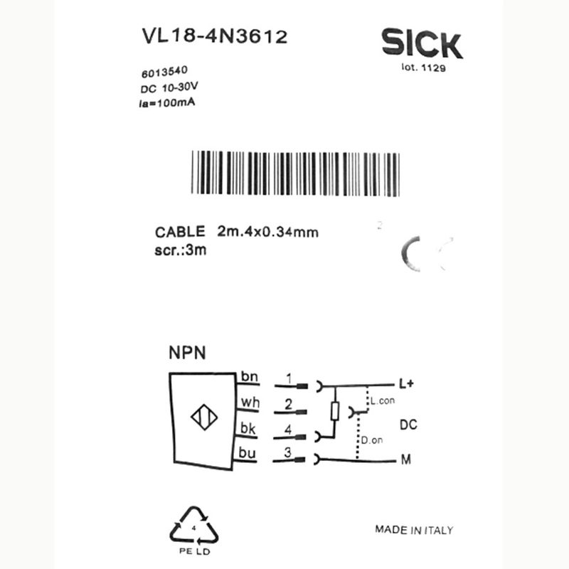 Фотоэлектрический датчик SICK VL18-4N3612
