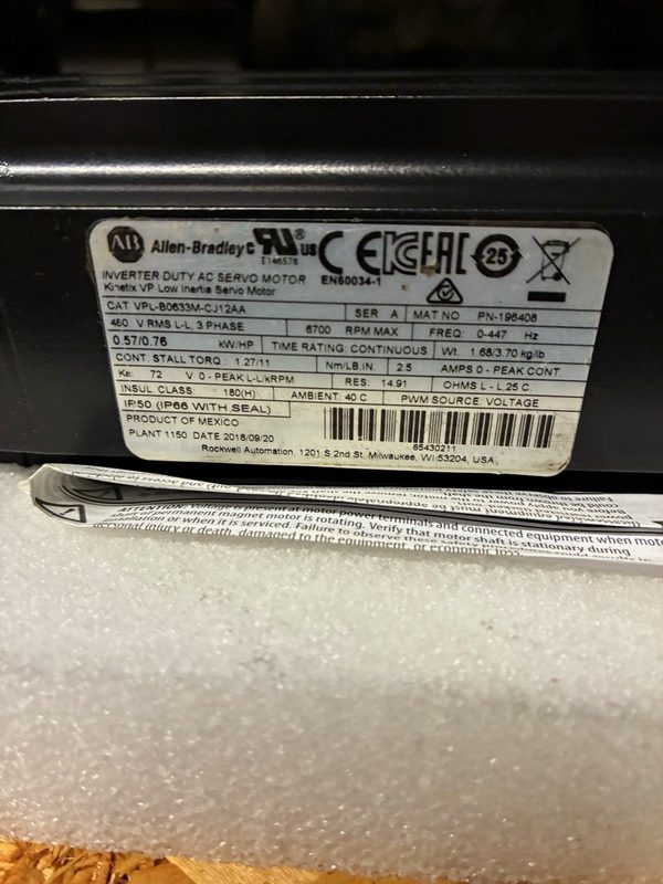Серводвигатель Allen-Bradley VPL-B0633M-CJ12AA