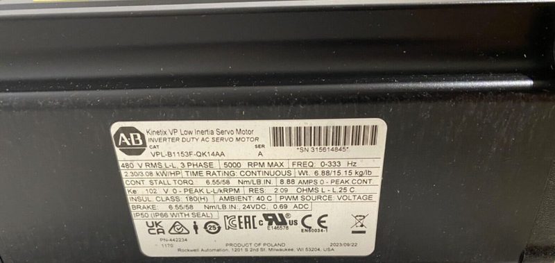 Серводвигатель Allen-Bradley VPL-B1153F-QK14AA