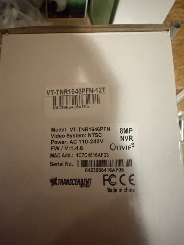 Видеорегистратор VT-TNR1646PFN-12T