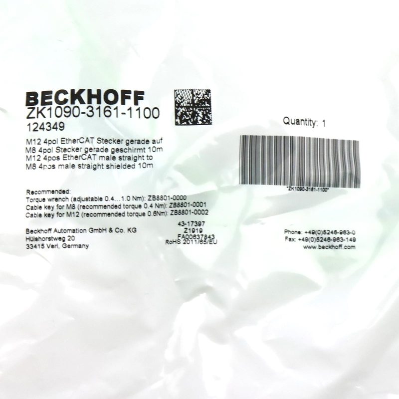 Кабель Beckhoff ZK1090-3161-1100