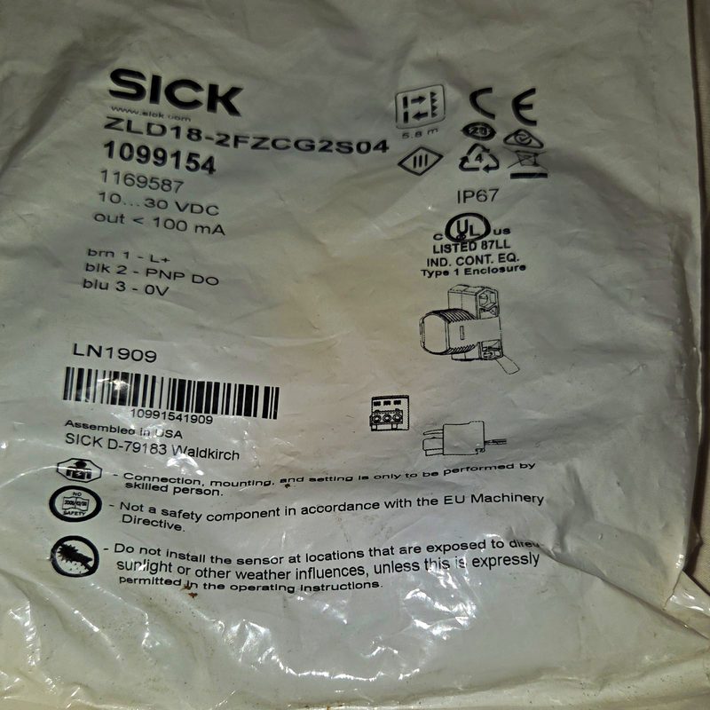 Фотоэлектрический датчик SICK ZLD18-2FZCG2S04